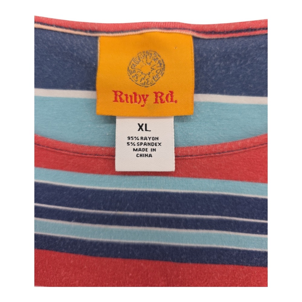Ruby Rd Multicolor Stripe Ruffle Sleeve Stretch T… - image 4